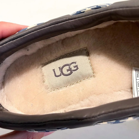 UGG Gray Suede Shearling Lined Platform Boat Shoes Preppy Slip On Loafers 7 NWOB - Picture 8 of 11